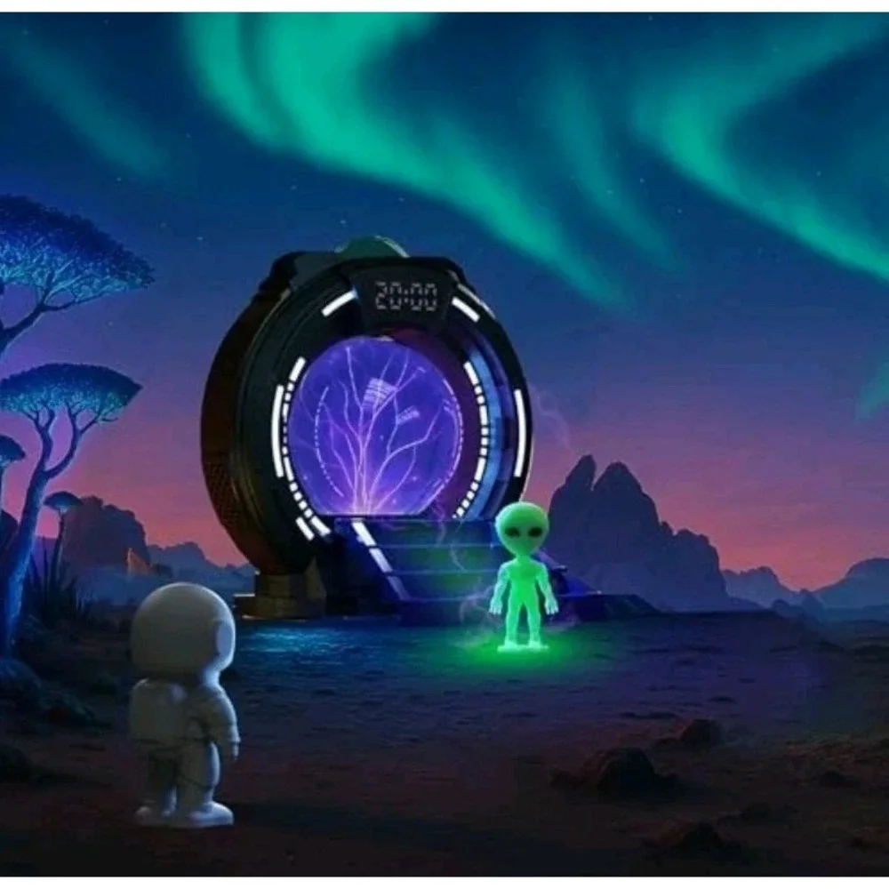 Space Portal Night Light,Alien Veins lamp,Plasma Globe Light LED Aurora Gray